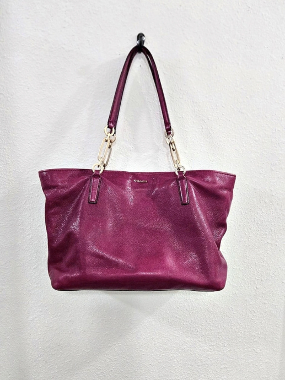 Coach Park Carrie Tote Leather Purple